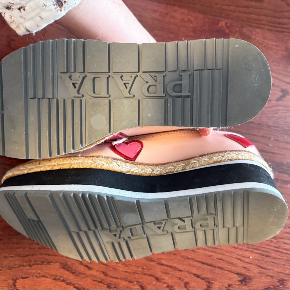 Prada Pink and Red Heart Platform Shoes - Picture 3 of 4